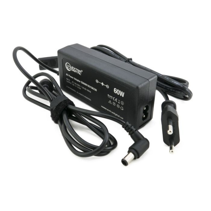 Блок питания к ноутбуку Extradigital Toshiba 19V, 3.16A, 60W (6.3x3.0) (PST3846) изображение 2
