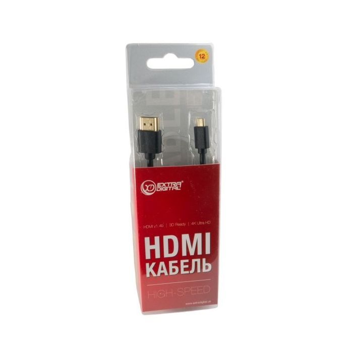 Кабель мультимедийный HDMI A to HDMI D (micro), 0.5m Extradigital (KBD1678) изображение 4