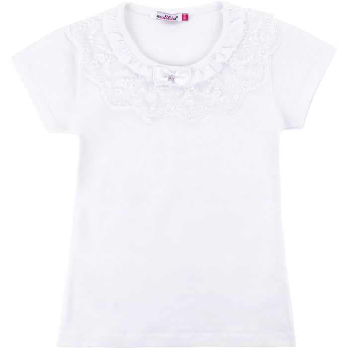 Футболка дитяча Matilda з коротким рукавом і мереживною оборкою (7134-164G-white)