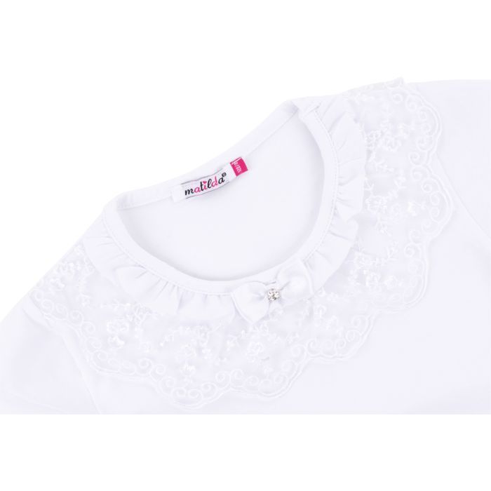 Футболка дитяча Matilda з коротким рукавом і мереживною оборкою (7134-164G-white) зображення 2