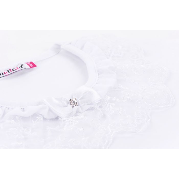 Футболка дитяча Matilda з коротким рукавом і мереживною оборкою (7134-164G-white) зображення 4