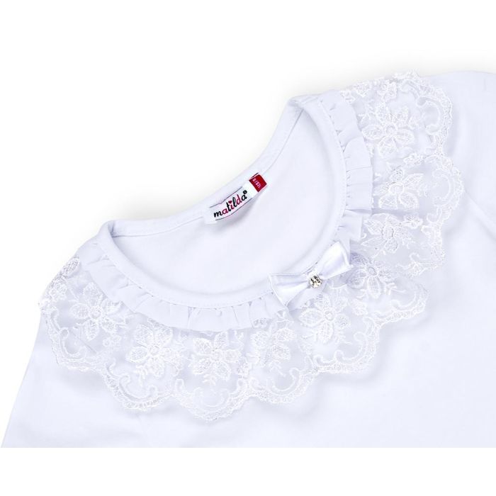 Кофта дитяча Matilda з мереживною оборкою (8430-128G-white) зображення 3