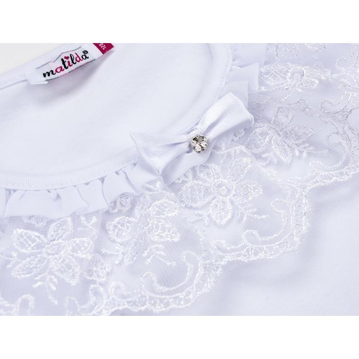 Кофта дитяча Matilda з мереживною оборкою (8430-128G-white) зображення 5