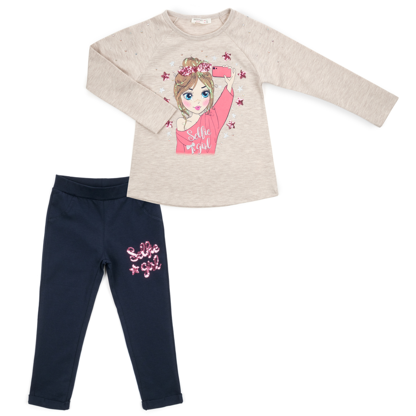 Набор детской одежды Breeze SELFIE GIRL (12829-110G-beige)
