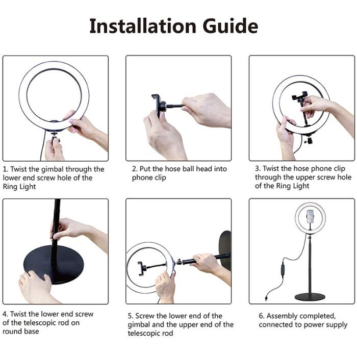 Набір блогера Puluz Ring USB LED lamp 10.2"+ table mount 140cm (PKT3039) зображення 2