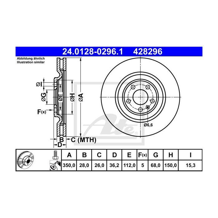 Гальмівний диск ATE 24-0128-0296-1-02