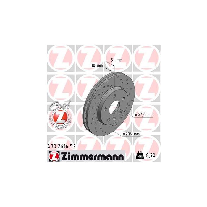 Тормозной диск ZIMMERMANN 430.2614.52