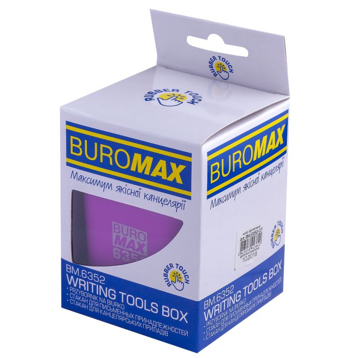 Підставка для ручок Buromax Rubber Touch Квадратна Фіолетова (BM.6352-07) зображення 2