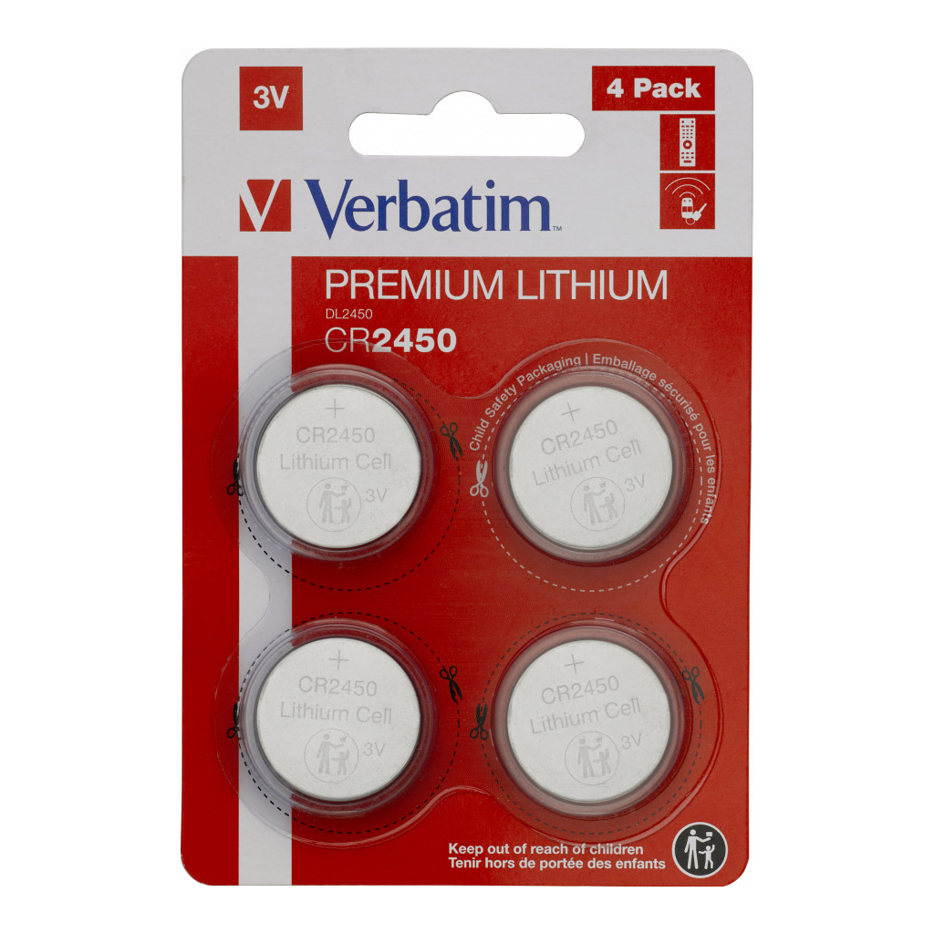 Батарейка Verbatim CR 2450 Lithium 3V * 4 (49535)