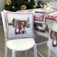 Наволочка Прованс декоративна Snowfall Пара гномів 45х45 см Сіра з червоним (23806) зображення 2