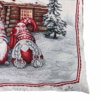 Наволочка Прованс декоративна Snowfall Пара гномів 45х45 см Сіра з червоним (23806) зображення 3