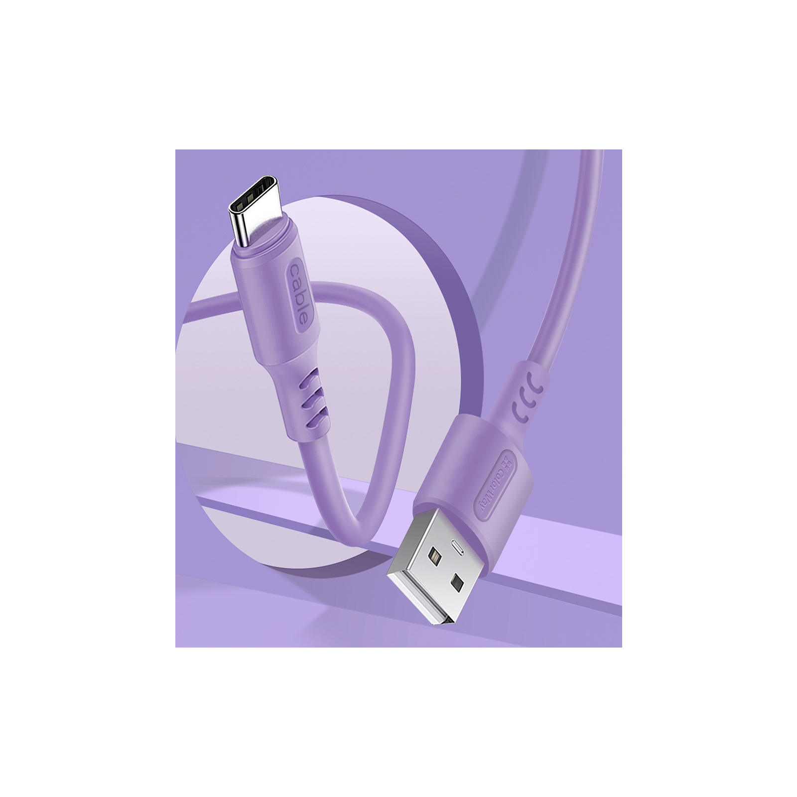 Дата кабель USB 2.0 AM to Type-C 1.0m soft silicone violet ColorWay (CW-CBUC044-PU) изображение 4