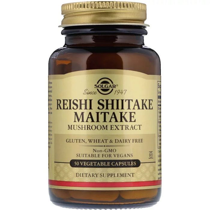 Травы Solgar Грибы Рейши, Шитаке и Митаке, Reishi Shiitake Maitake, 50 к (SOL-02327)