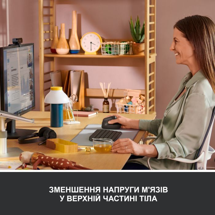 Мышка Logitech Lift Vertical Ergonomic Wireless/Bluetooth Rose (910-006478) изображение 4