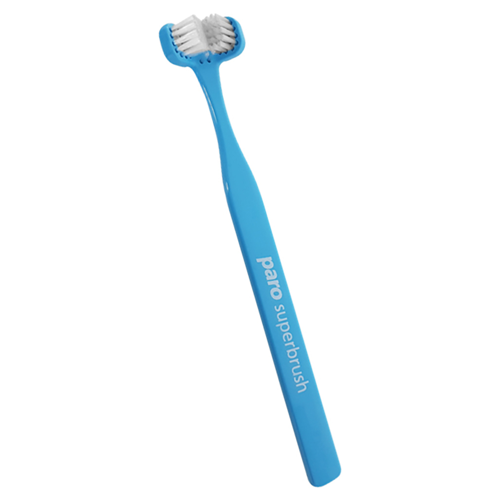 Зубная щетка Paro Swiss Superbrush трехсторонняя голубая (7610458007242-blue)