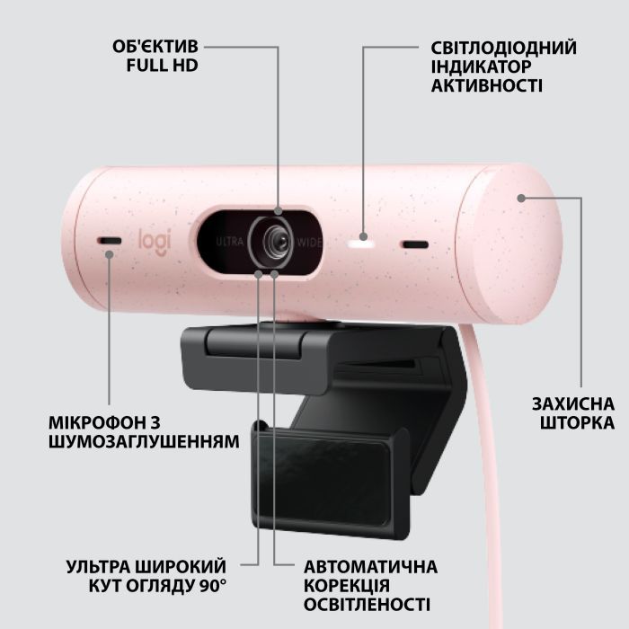 Веб-камера Logitech Brio 500 Off-White (960-001428) изображение 6