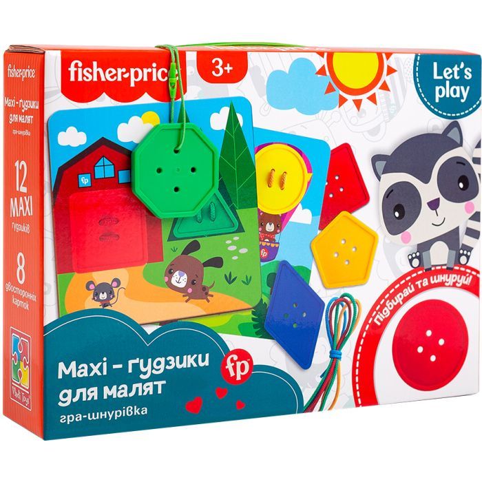 Развивающая игрушка Vladi Toys Игра-шнуровка Fisher Price Maxi-пуговицы (укр) (VT2905-22)