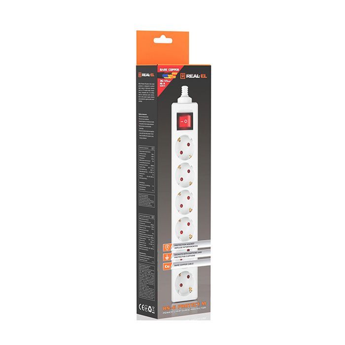 Мережевий фільтр живлення REAL-EL RS-6 Protect M 5m, white (EL122300035) зображення 12