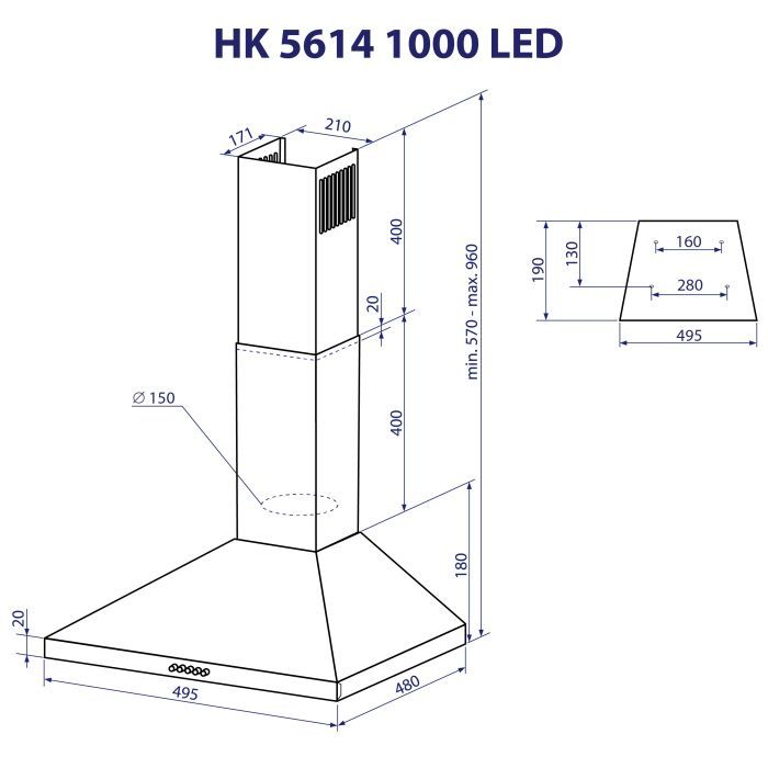 Вытяжка кухонная Minola HK 5614 WH 1000 LED изображение 11