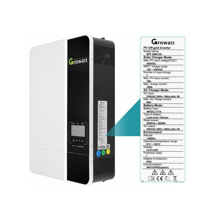 Сонячний інвертор Growatt SPF5000ES 5000W (SPF5000ES) зображення 5