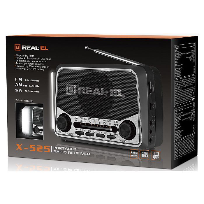 Портативний радіоприймач REAL-EL X-525 Grey зображення 8