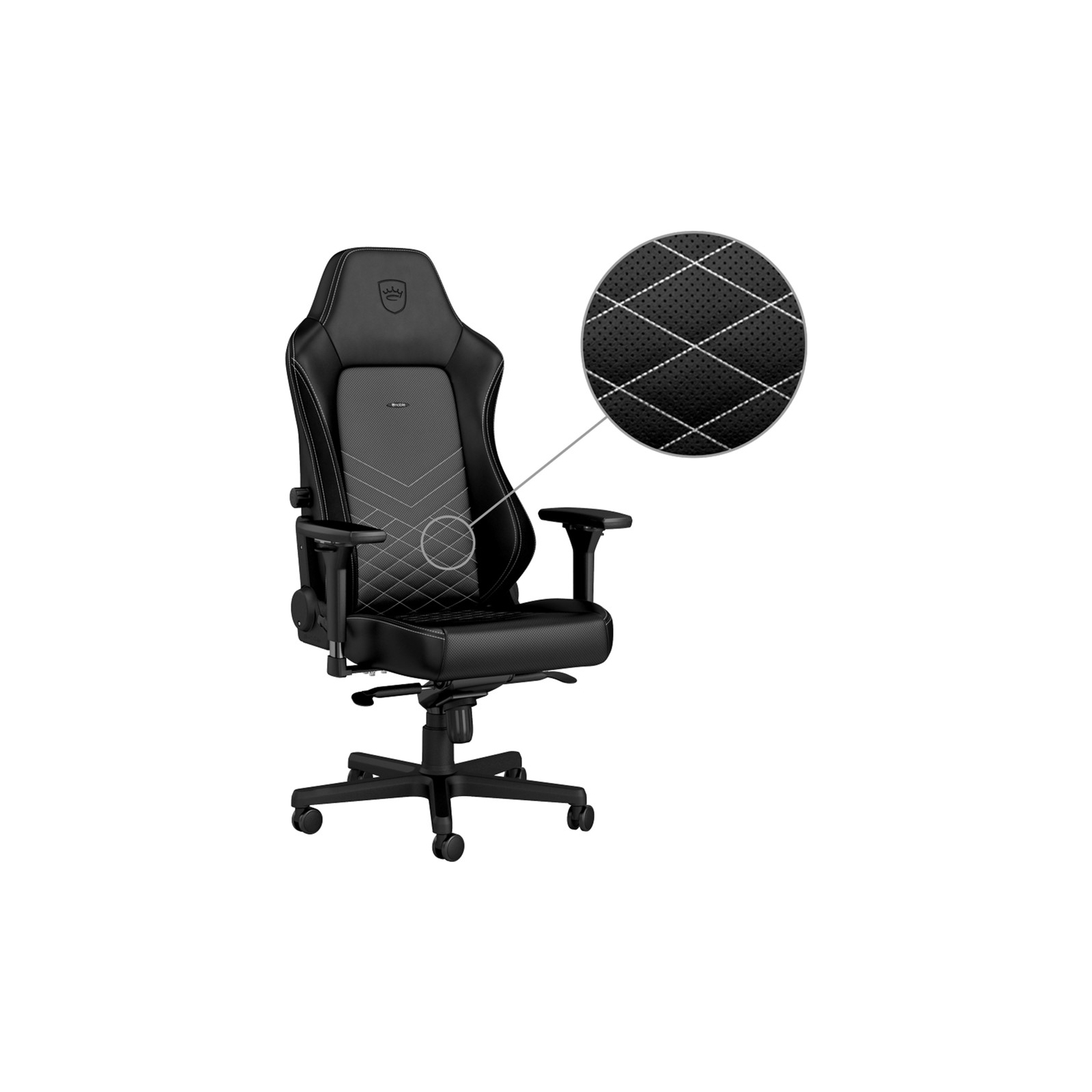 Кресло игровое Noblechairs HERO Black/Platinum White (NBL-HRO-PU-BPW) изображение 2