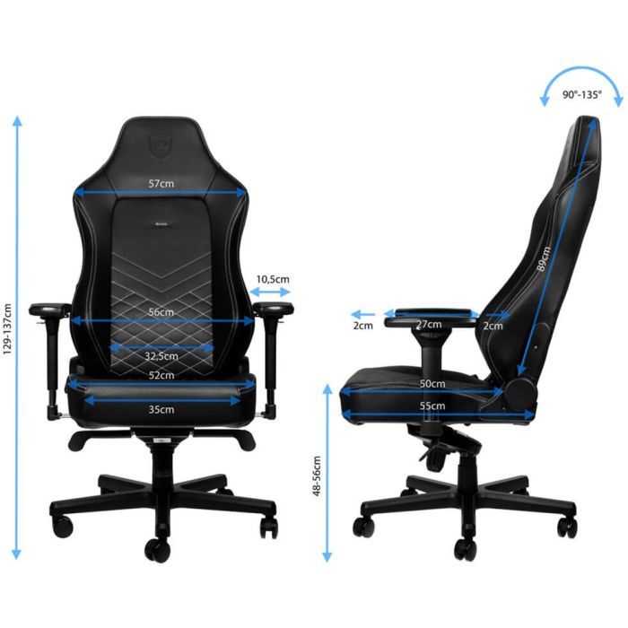 Кресло игровое Noblechairs HERO Black/Platinum White (NBL-HRO-PU-BPW) изображение 9