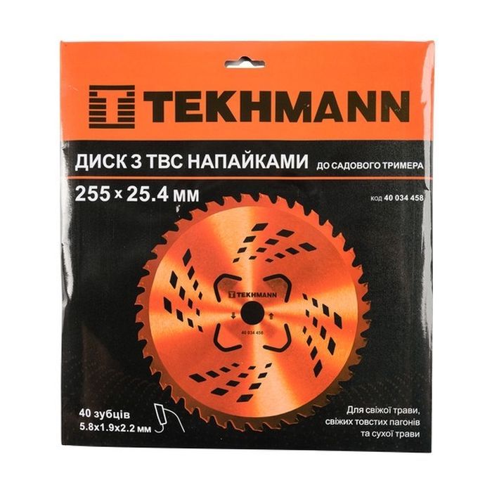 Нож для триммера Tekhmann диск 255х25.4 мм 40 ТВС зубцов, 4 подрезных лопасти (40034458) изображение 2
