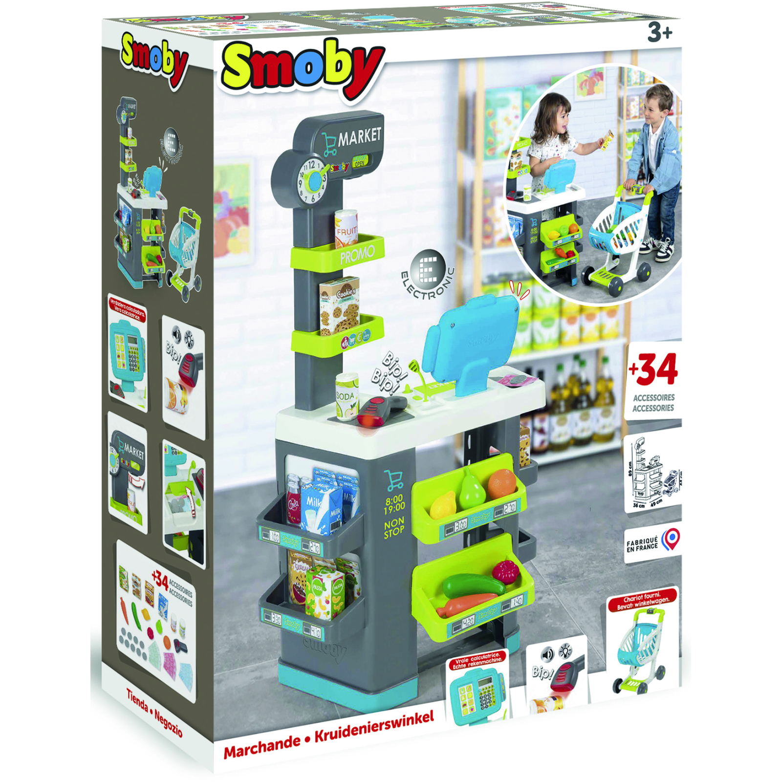 Игровой набор Smoby Интерактивный маркет с электронной кассой и тележкой 34 аксессуара (350230) изображение 9