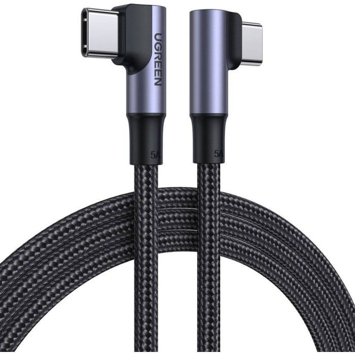 Дата кабель USB-C to USB-C 2.0m 5A 100W US335 90-degree Space Gray Ugreen (70698)