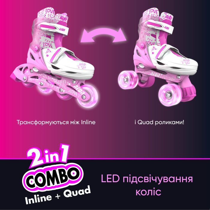 Роликові ковзани Neon Сombo Pink розмір 34-37 (NT10P4) зображення 7