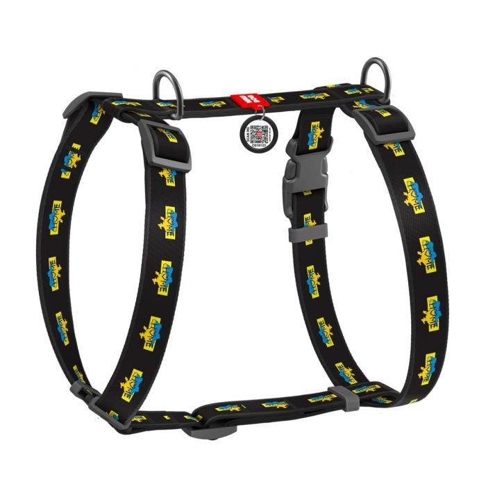 Шлей для собак WAUDOG Nylon с QR паспортом анатомическая H-образная "Дом" L (322-0230)