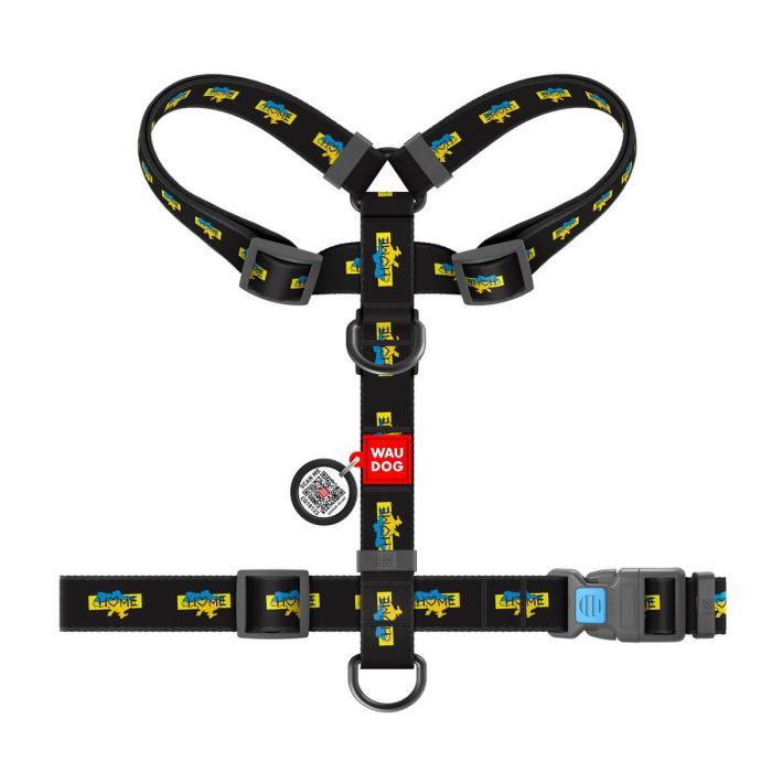 Шлей для собак WAUDOG Nylon с QR паспортом анатомическая H-образная "Дом" L (322-0230) изображение 2