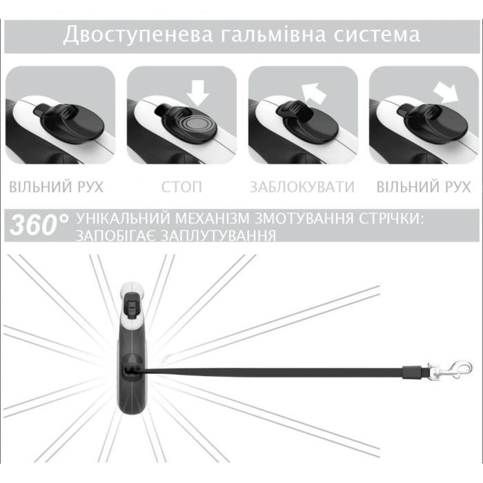 Повідець для собак WAUDOG R-leash ВАУ світловідбиваюча стрічка S 5 м (8124-0087-01) зображення 4