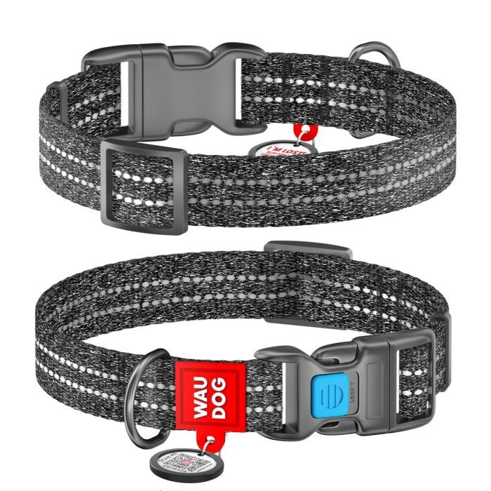 Нашийник для тварин WAUDOG Re-cotton з QR паспортом світловідбивний Ш 15 мм Д 25-35 см салатовий (02865) зображення 4