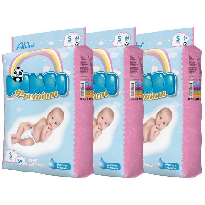 Подгузники Mimzi Premium S 3-6 кг 84 шт. 1 + 1 3 пачки (MDS3) (4820209800166)