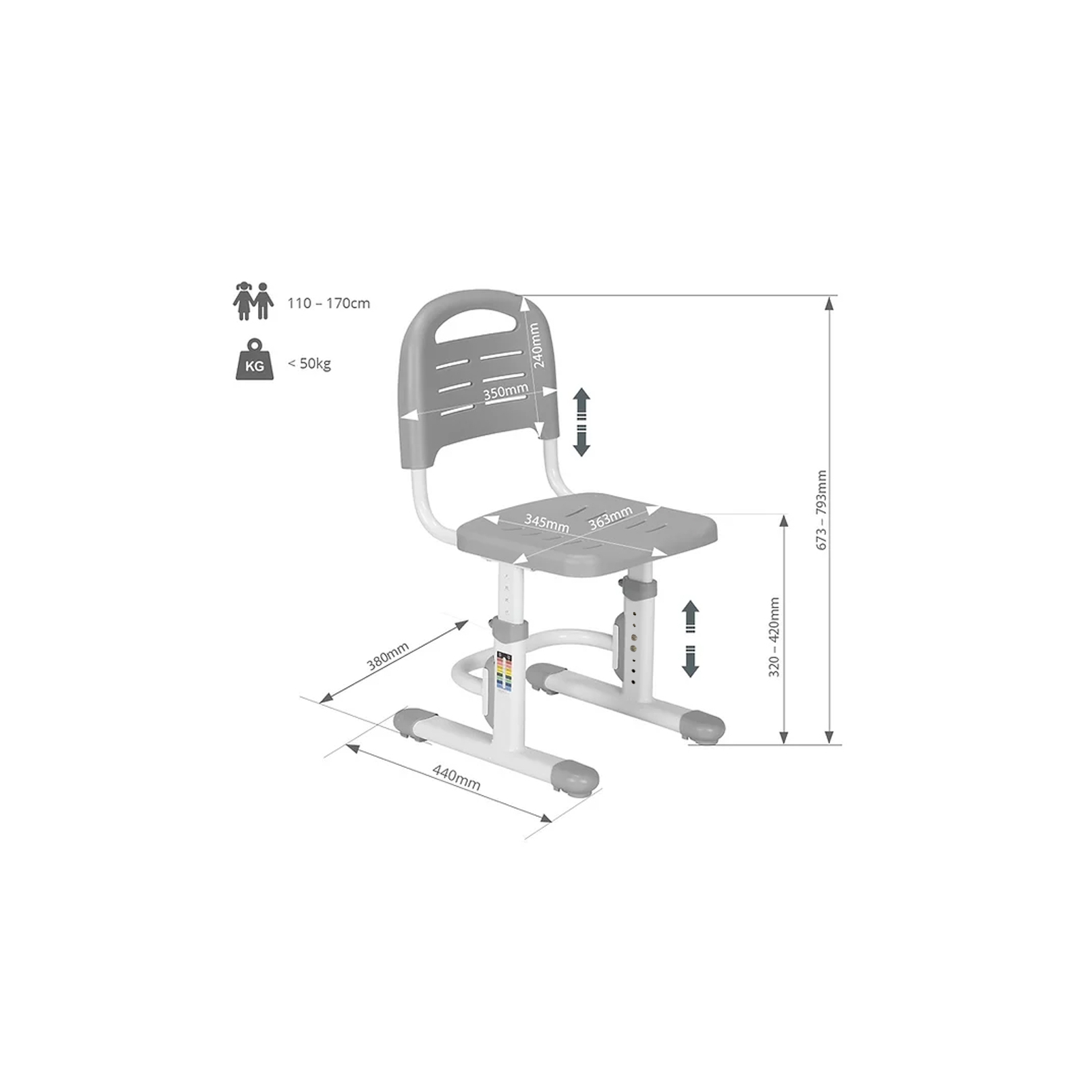 Шкільний стілець FunDesk SST3LS Grey зображення 5