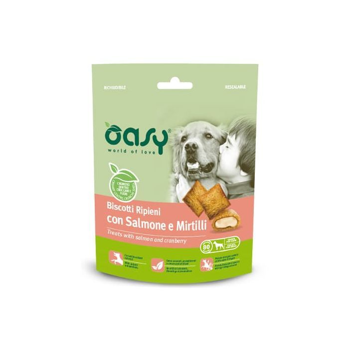Лакомство для собак OASY TREATS Лосось и черника 80 г (8053017346229)