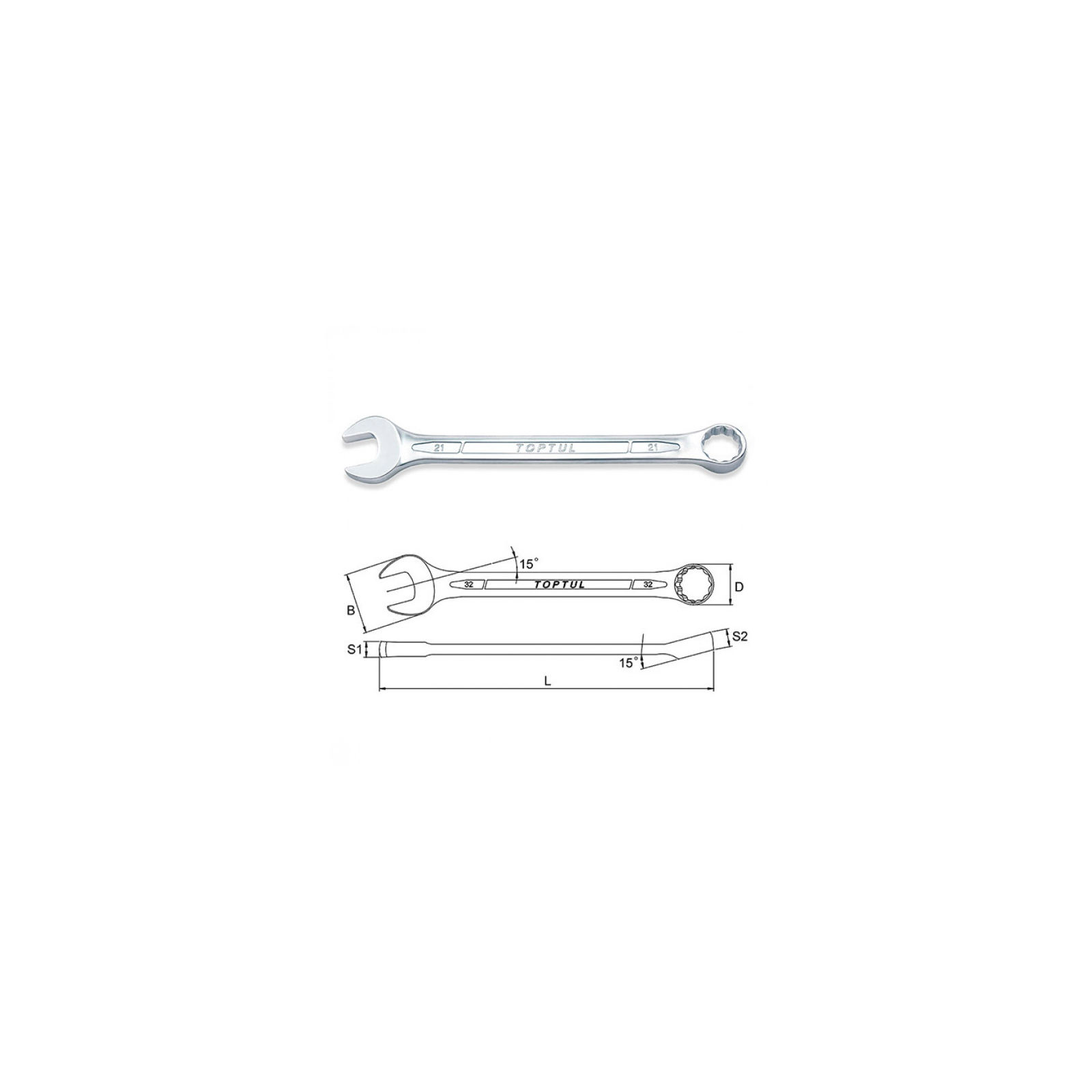 Ключ Toptul рожково-накидной 14мм (AAEB1414) изображение 2