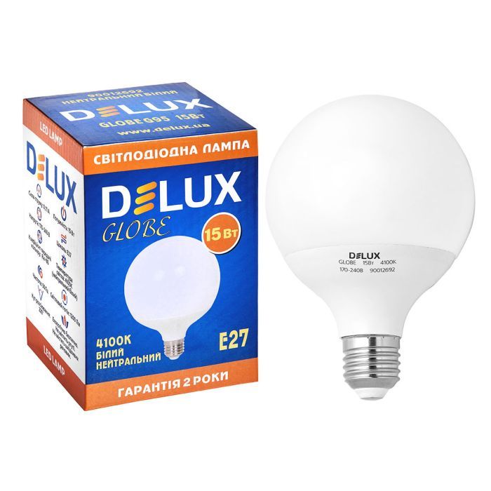 Лампочка Delux Globe G95 15w E27 4100K (90012692) изображение 3