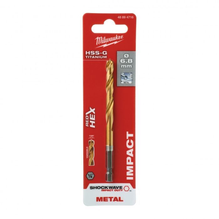 Сверло Milwaukee по металлу RedHEX HSS-G TiN, 6,8 мм (48894716) изображение 3
