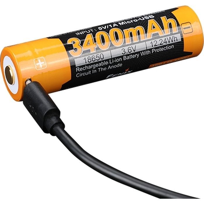 Аккумулятор Fenix 18650 3400 mAh micro usb зарядка (ARB-L18-3400U)