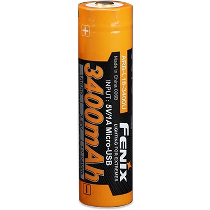 Аккумулятор Fenix 18650 3400 mAh micro usb зарядка (ARB-L18-3400U) изображение 2