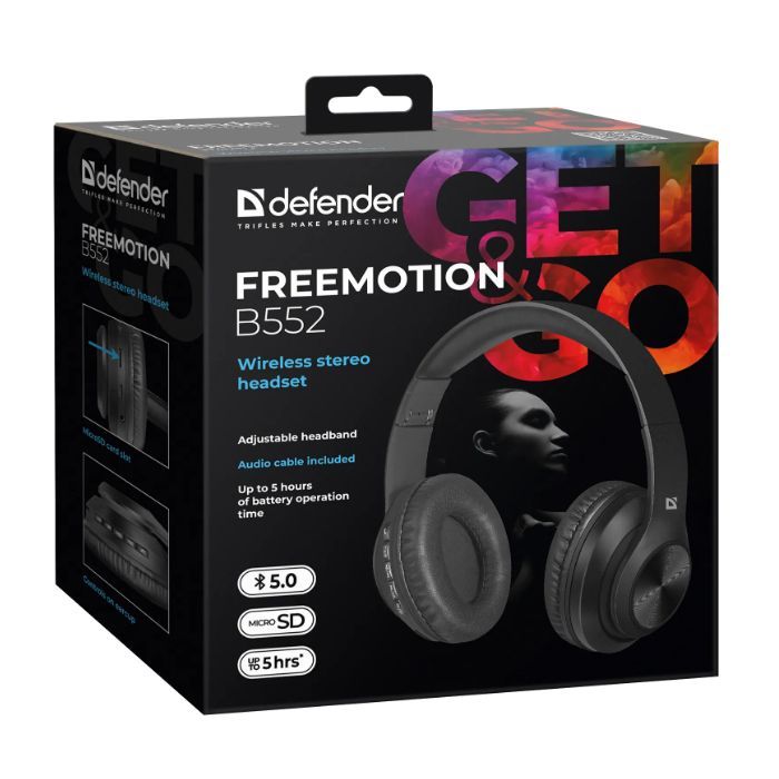 Наушники Defender FreeMotion B552 Bluetooth Black (63552) изображение 7