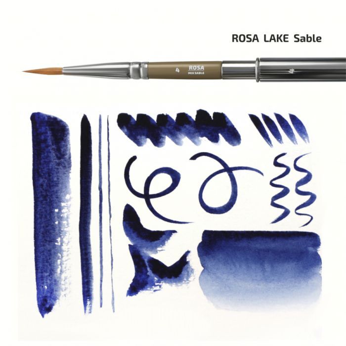 Кисточка для рисования Rosa Микс соболь/синтетика круглый, TRAVEL BRUSH, LAKE 178, № 6 (4823098516774) изображение 2