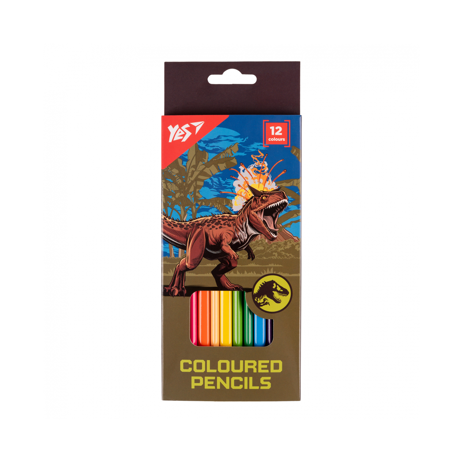 Карандаши цветные Yes 12 круг Jurassic World хаки (290722)