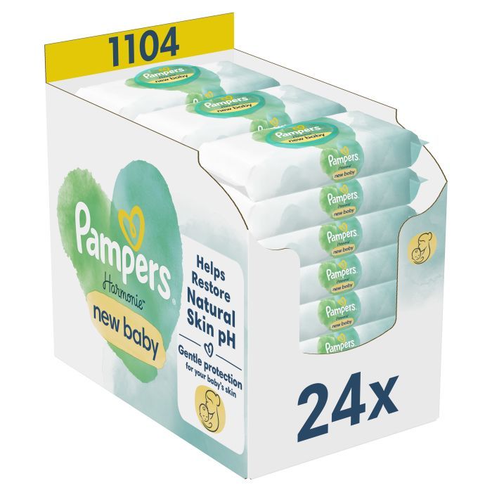 Детские влажные салфетки Pampers Harmonie New baby 24 пачки х 46 шт (8006540815953)