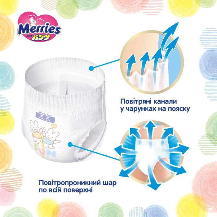 Подгузники Merries Трусики Super Jumbo XL 12-22 кг 38 шт (4901301425881) изображение 7