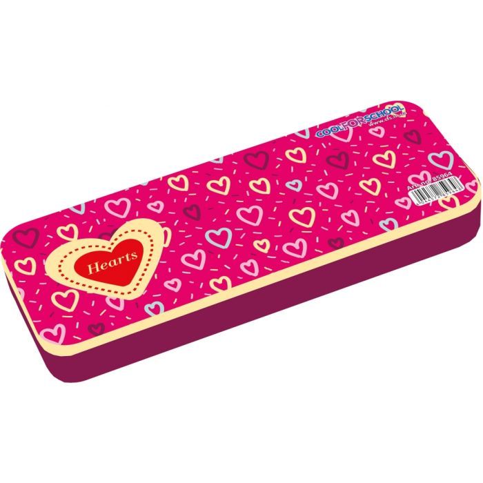 Пенал Cool For School Пластиковый Hearts 2 отделения Красный (CF85964)