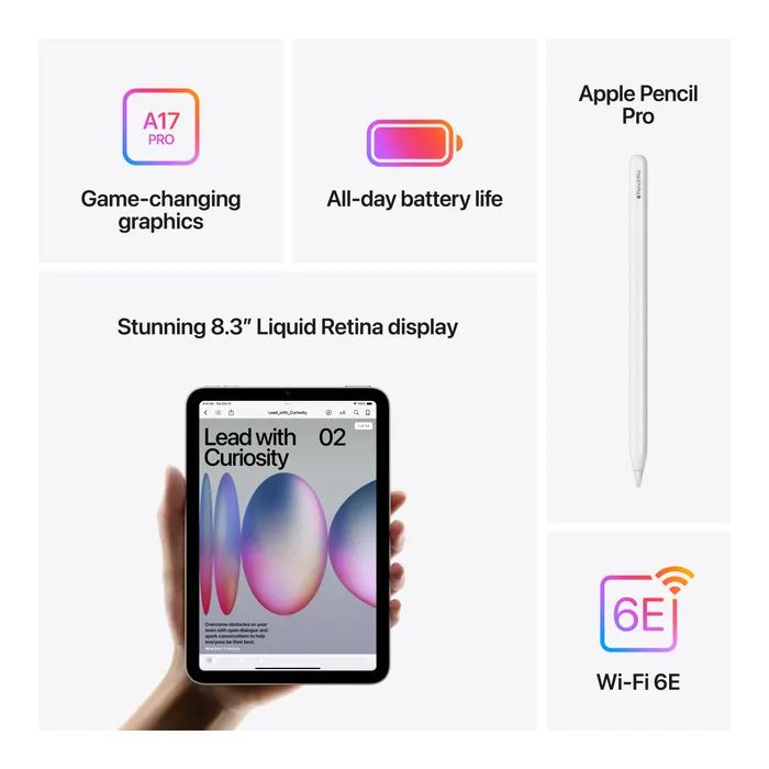 Планшет Apple iPad mini 2024 Wi-Fi 128GB Starlight (MXN83NF/A) изображение 6